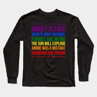 MONEY IS FAKE Funny Parody Design Long Sleeve T-Shirt